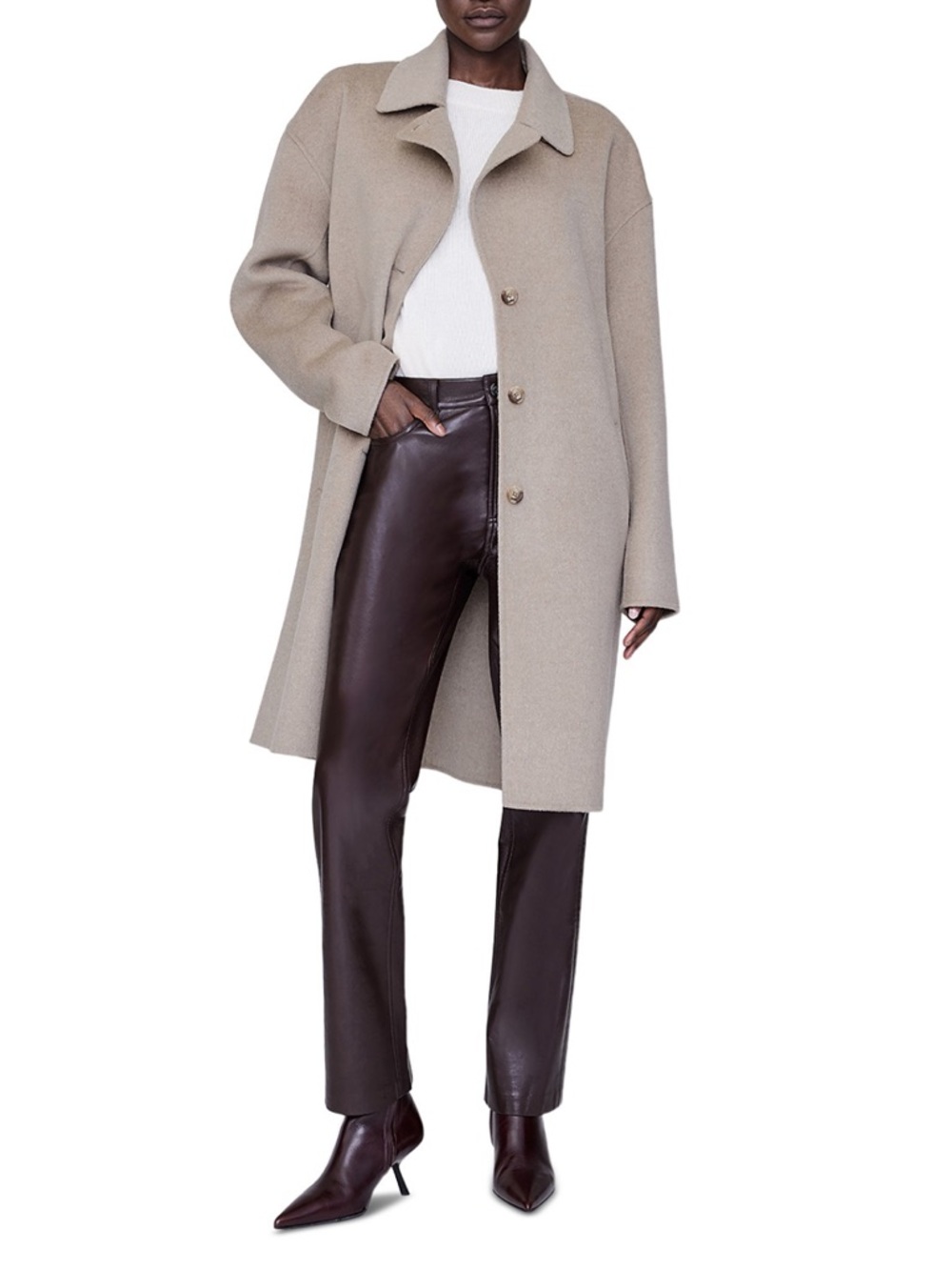 NWT Anine Bing Portia Long Coat Wool and Cashmere Size M